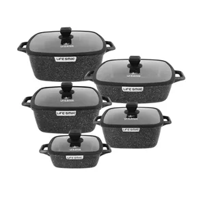 سرویس قابلمه و تابه گرانیتی 10 پارچه لایف اسمایل مدل SPHM-S-GL