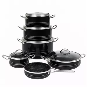 سرویس قابلمه و تابه گرانیت 11 پارچه آذین مدل لب پیچ