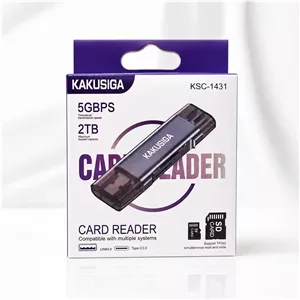 کارت‌خوان حرفه‌ای USB-C برند KAKUSIGA مدل KSC-1431 (دوکاره SD TF)
