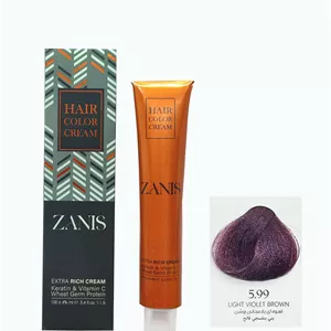 رنگ مو زانیس شماره 5 99 رنگ قهوه ای بادمجانی روشن