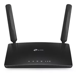 مودم روتر بی‌سیم تی پی-لینک مدل Archer MR200/AC750_Ver-4 با پشتیبانی از 4G LTE و 3G، دو آنتن خارجی، فرکانس دوگانه 2.4 و 5 گیگاهرتز، سرعت انتقال داده تا 300 مگابیت بر ثانیه، قابلیت اتصال 64 کاربر، پشتیبانی از سیم کارت میکرو و امکانات WPS و کلید روشن/خاموش