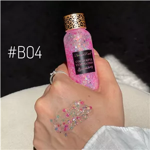 گلیتر مایع سایه چشم/صورت/بدن /موی سر و ناخن 24 ساعته پولکی DRAGON RANEE رنگ B04