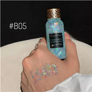 گلیتر مایع سایه چشم/صورت/بدن /موی سر و ناخن 24 ساعته پولکی DRAGON RANEE رنگ B05