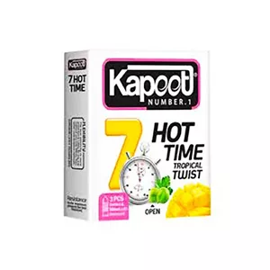 کاندوم نیمه تاخیری آقایان (گرم کننده بانوان/دارای لوبریکانت خوش بو) مدل Hot Time کاپوت -بسته3عددی