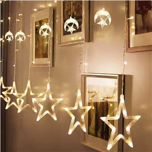 ریسه LED پرده ای طرح ماه و ستاره آفتابی Five Pointed Star