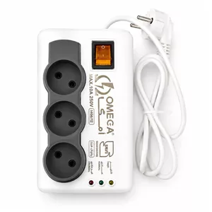 محافظ برق یخچالی و لباسشویی 3 خانه 1.5 متر سیم امگا F3100