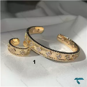 ست دستبند و انگشتر ونکلیف طلایی و نقره ایی Set-8696-L