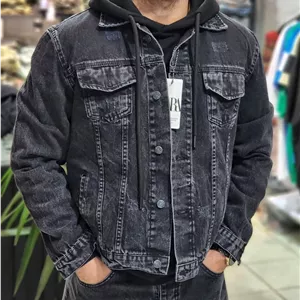 کت جین ذغالی سنگشور بدون خز