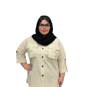 مانتو لینن جیب پاکتی سایز بزرگ زنانه