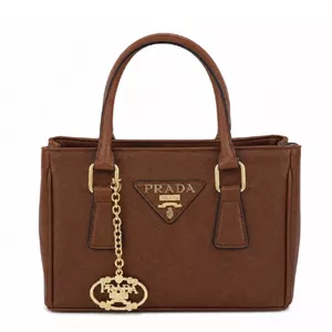 کیف وارداتی PRADA چرم موکایی قهوه‌ای کوچک / پرادا