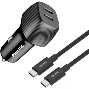 شارژر فندکی فست شارژ فیلیپس Philips مدل DLP5522CC توان 60 وات با کابل