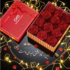 باکس قرمز ولنتاین گل رز ابدی هدیه تولد