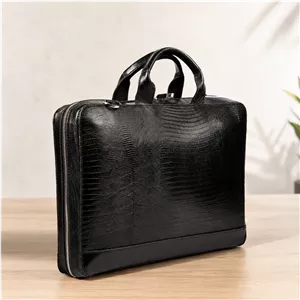 کیف اداری چرم طبیعی دتار (طرح لیزارد - رنگ مشکی)