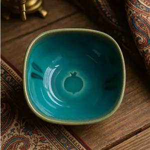 کاسه مربع سرامیک رنگ سفال نقاشی طرح انار