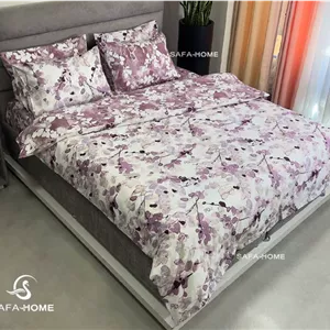 کاور لحاف دورو صفاهوم طرح گل آبرنگی بنفش و سفید 