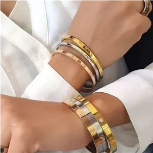 دستبند النگویی کارتیر برند اصلی در سه رنگ، استیل درجه یک