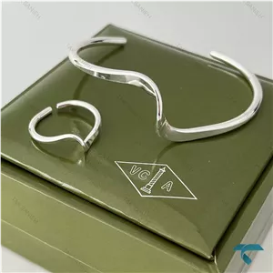 ست دستبند و انگشتر موج نقره ایی Set-8693-L
