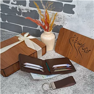 کیف پول چرم جیبی مردانه مدل 2لت قهوه ای ساده