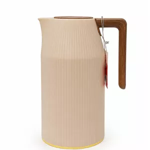 فلاسک شیشه‌ای ۱ لیتری ریگال (Regal) | دوجداره با دسته طرح چوب