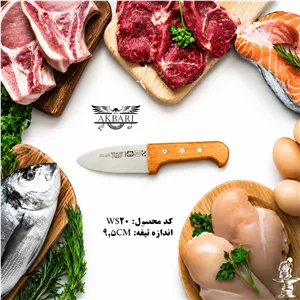 کارد آشپزخانه دسته چوبی اکبری تیغه ۹.۵ سانت فولاد ژاپن WS2۰