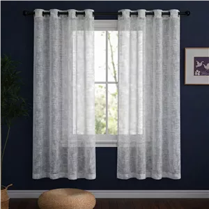 پرده پانچ تیکو دکو مدل حریر کتان ژاکارت طرح محو مدل بدون نیاز به آستر سایز 230 × 140 سانتی‌متر مجموعه‌ 2 عددی