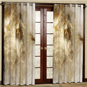 پرده بارمان دکور طرح ماربل مدل مخمل پانچی کد 2564 W سایز 140x200 سانتی متر