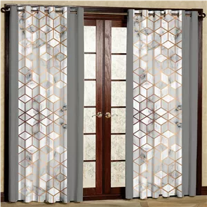 پرده بارمان دکور طرح مکعبی مدل هازان پانچی کد 1019 W سایز 140x280 سانتی متر