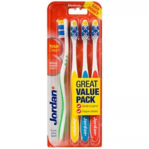 مسواک جردن مدل Total Clean با برس متوسط بسته 4 عددی 