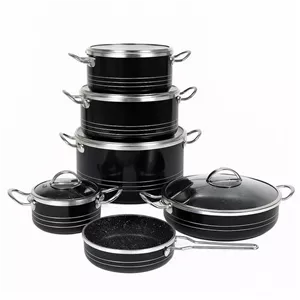 سرویس قابلمه و تابه گرانیت 11 پارچه آذین مدل لب پیچ