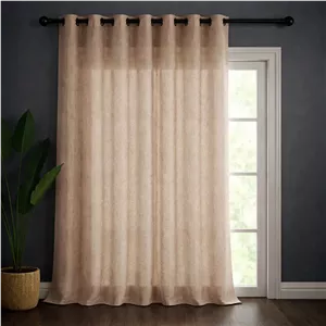 پرده پانچ تیکو دکو مدل حریر کتان ژاکارت طرح محو مدل بدون نیاز به آستر سایز 280 × 300 سانتی‌متر