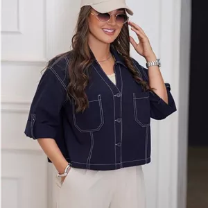 شومیز کراپ کت لینن زنانه زارا استین پاگون دار (دارای رنگبندی)