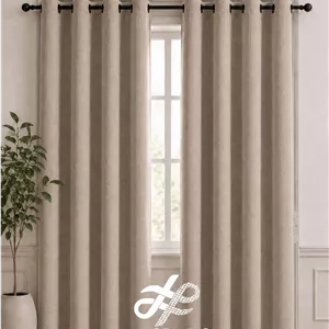 پرده پانچ آماده کتان گارنت رنگ نسکافه ای