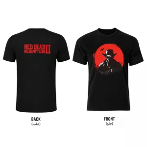 تی شرت مشکی پنبه یقه گرد مدل RED DEAD رد دد