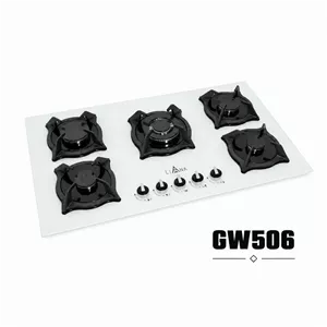 اجاق گاز رومیزی شیشه ای سفید 5 شعله مدل GW506 لیانا