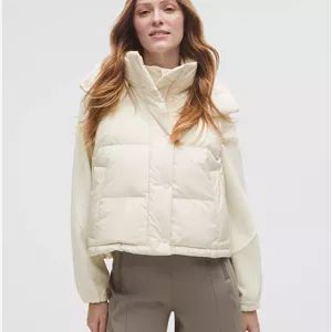 پافر لولولمون مدل cropped vest - روشن شیری کرم سفید