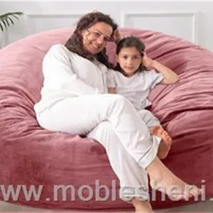 بین بگ الیافی استوانهای باروکش مخمل صورتی تیره مبلمان آپادانا مدل 609247
