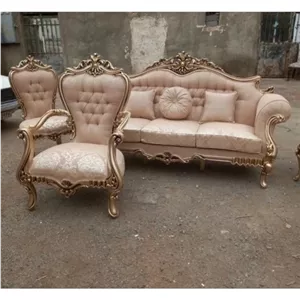 مبل کلاسیک مدل الیزابت 9نفره و 7نفره ترکیب رنگ بندی چوب و پارچه به سلیقه مشتری انجام میشود مبلمان آپادانا مدل 612146
