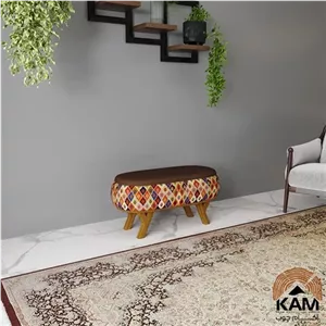 پاف نیمکتی نقش طرح شاهسون سایز 90 مبلمان آپادانا مدل 614546