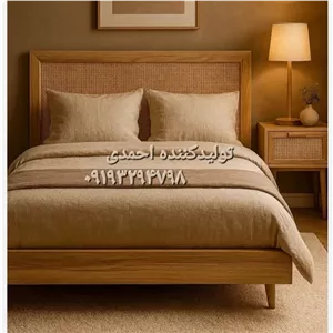 تخت خواب دونفره چوبی حصیری کلاسیک مبلمان آپادانا مدل 601755