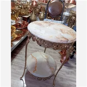 میز خاطره برنزی دو طبقه سایز بزرگ مبلمان آپادانا apadana مدل 619660