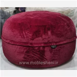 بین بگ الیافی گرد 140 با پارچه تدی زرشکی مبلمان آپادانا مدل 609253