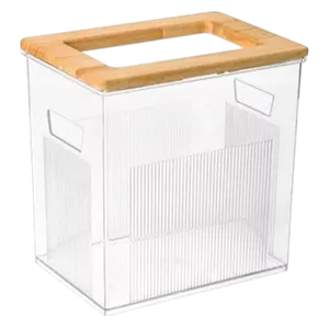سطل کاغذ اکرولیک با رویه چوبی لیمون کد 2501