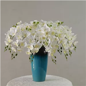 شاخه گل ارکیده لمسی ۹ گل ۵ غنچه قابل شستشو