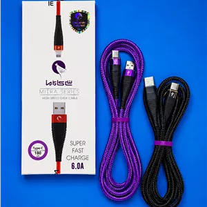 کابل شارژ و دیتا SheCharisma مدل MITRA تایپ C فست شارژ 6 آمپر 1.8 متری
