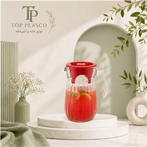 پارچ شیشه‌ای درب‌دار مدل کریستال شیاردار