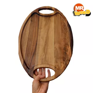 سینی چوبی مدل بیضی | چوب گردو با قابلیت شستشو