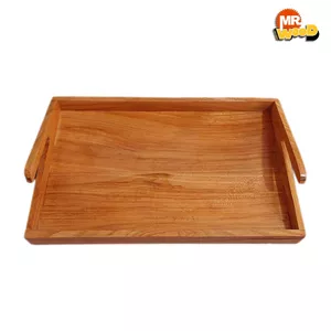 سینی چوبی گردو دسته‌دار بزرگ با  رنگ طبیعی | ایده‌آل برای پذیرایی و کادو