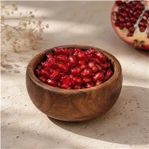 کاسه چوبی دست‌ساز مستروود مدل «گردو» – قطر ۱۰ سانتی‌متر (پوشش گیاهی قابل شستشو)