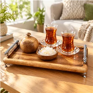 سینی چوبی مدل پایه دار | چوب گردو | ضد آب و  قابل شستشو