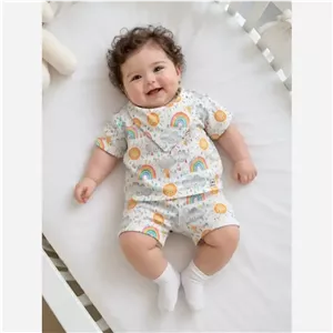 ست تیشرت شلوارک نوزادی کبریتی درجه یک سایز 6 ماه تا 3 سال